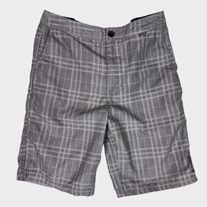 Hurley Mens Size 28 Gray Plaid Board Shorts Polyester
